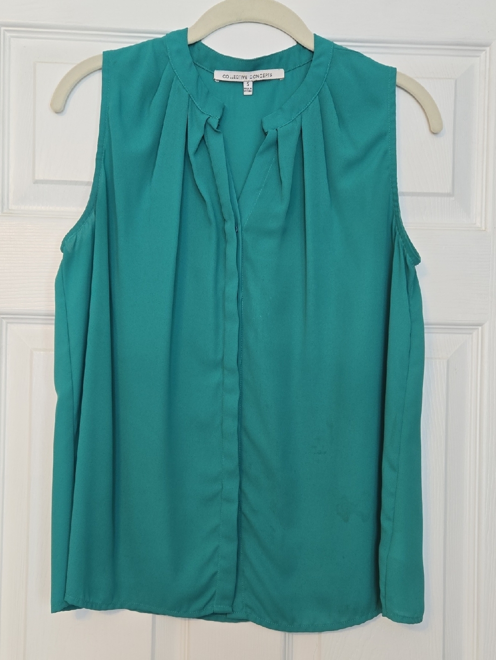 Collective Concepts Teal Pleated Sleeveless Camisole